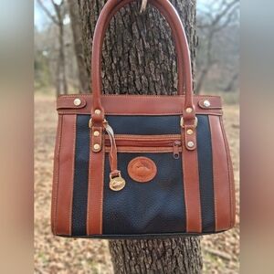 Elegant Brown and Black Leather Tote Bag